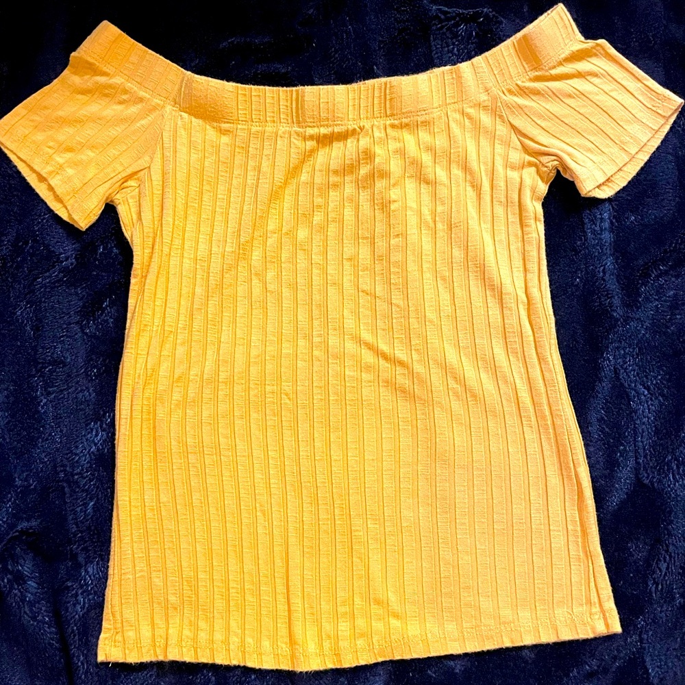 Yellow juniors off shoulder shirt